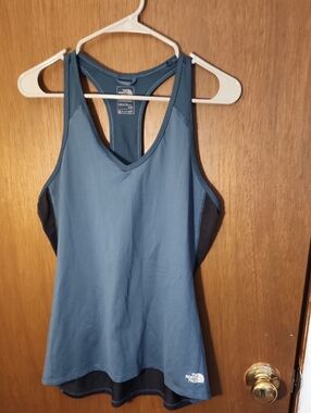 The North Face Slate Blue Racerback Tank with Dark Grey Panels